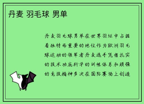 丹麦 羽毛球 男单