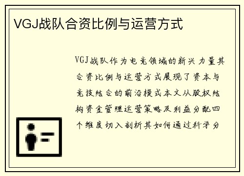 VGJ战队合资比例与运营方式